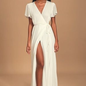 Lulus Heart of Marigold White Wrap Maxi Dress